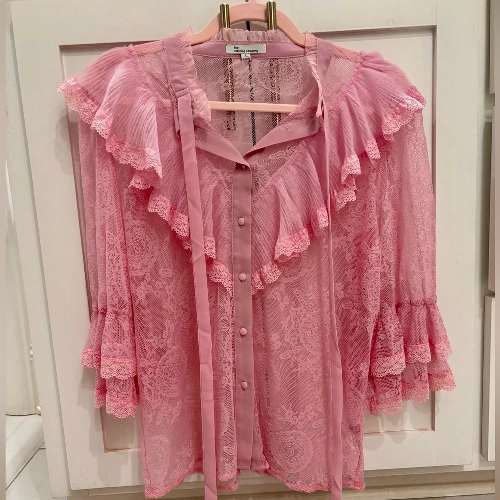The Clothing Company Pink Lace Top - Picture 1 of 5